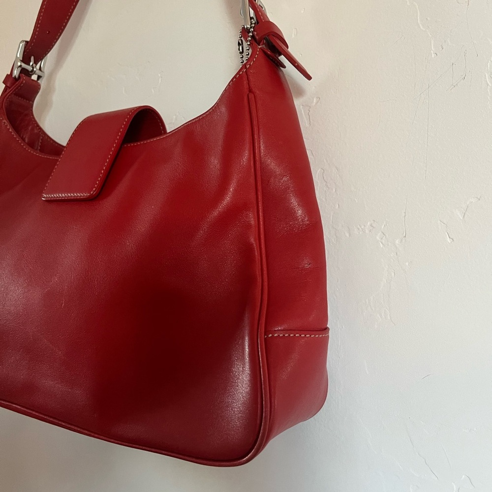Vintage Y2K Coach Legacy Hampton Red Leather Shoulder Bag 7783 90s - Picture 5 of 15
